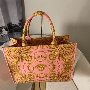 Versace Large Tote Baroque Pink and Gold